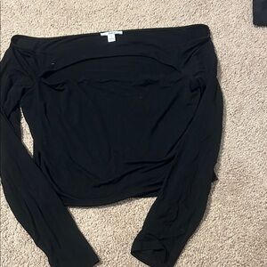 Black Off-Shoulder Long Sleeve Top